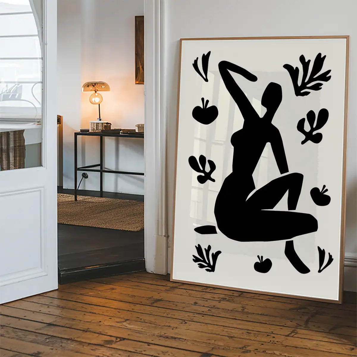 Sitting Woman Black and White Painting Print