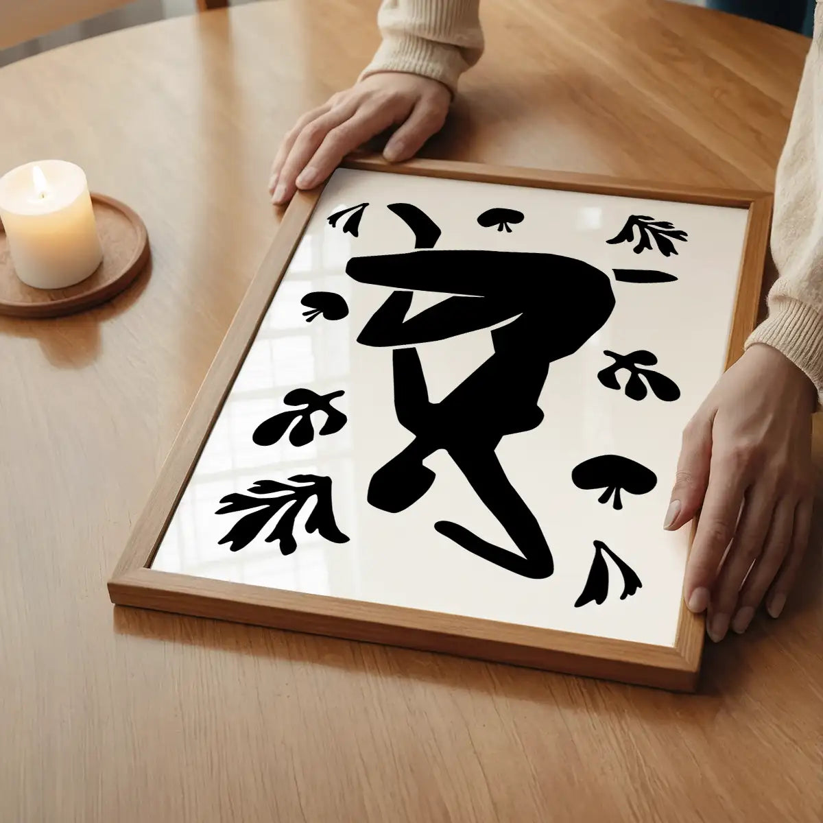 Sitting Woman Black and White Painting Print