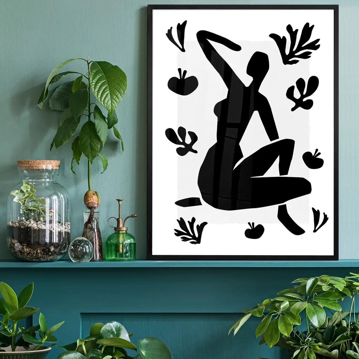 Sitting Woman Black and White Painting Print