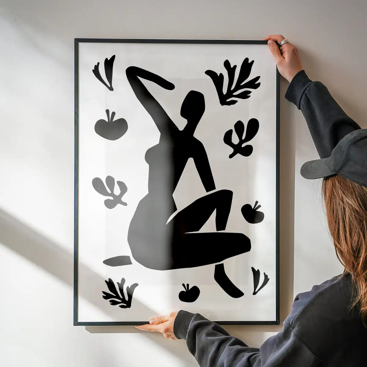 Sitting Woman Black and White Painting Print