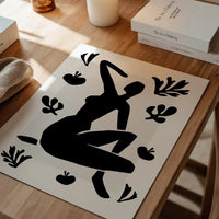 Sitting Woman Black and White Painting Print