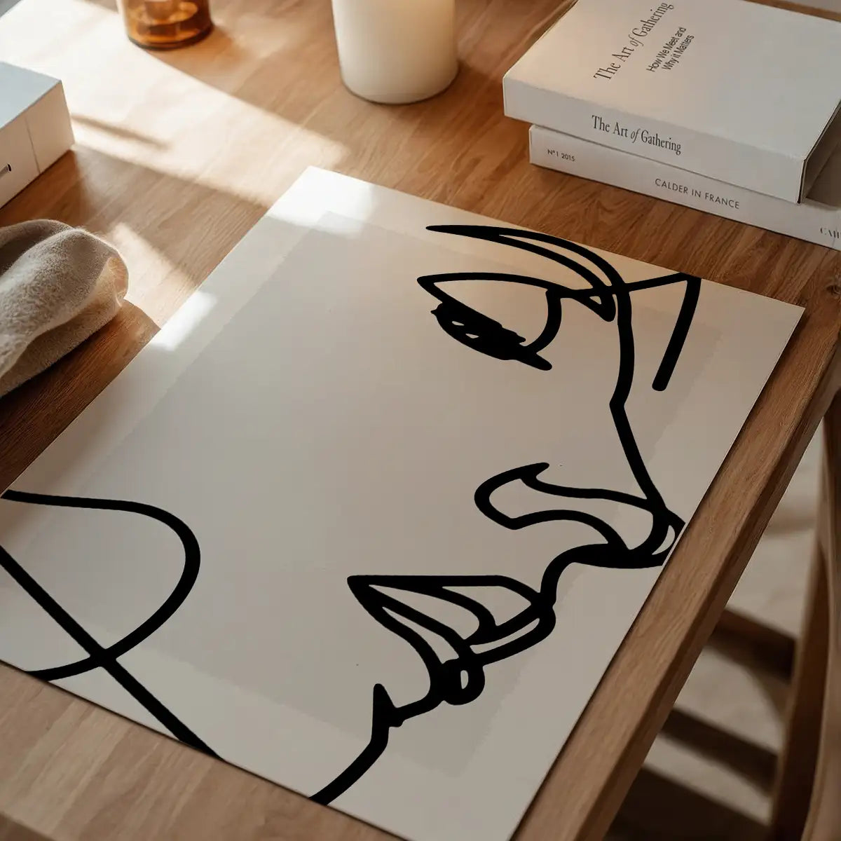 Face Close Up Line Art Print