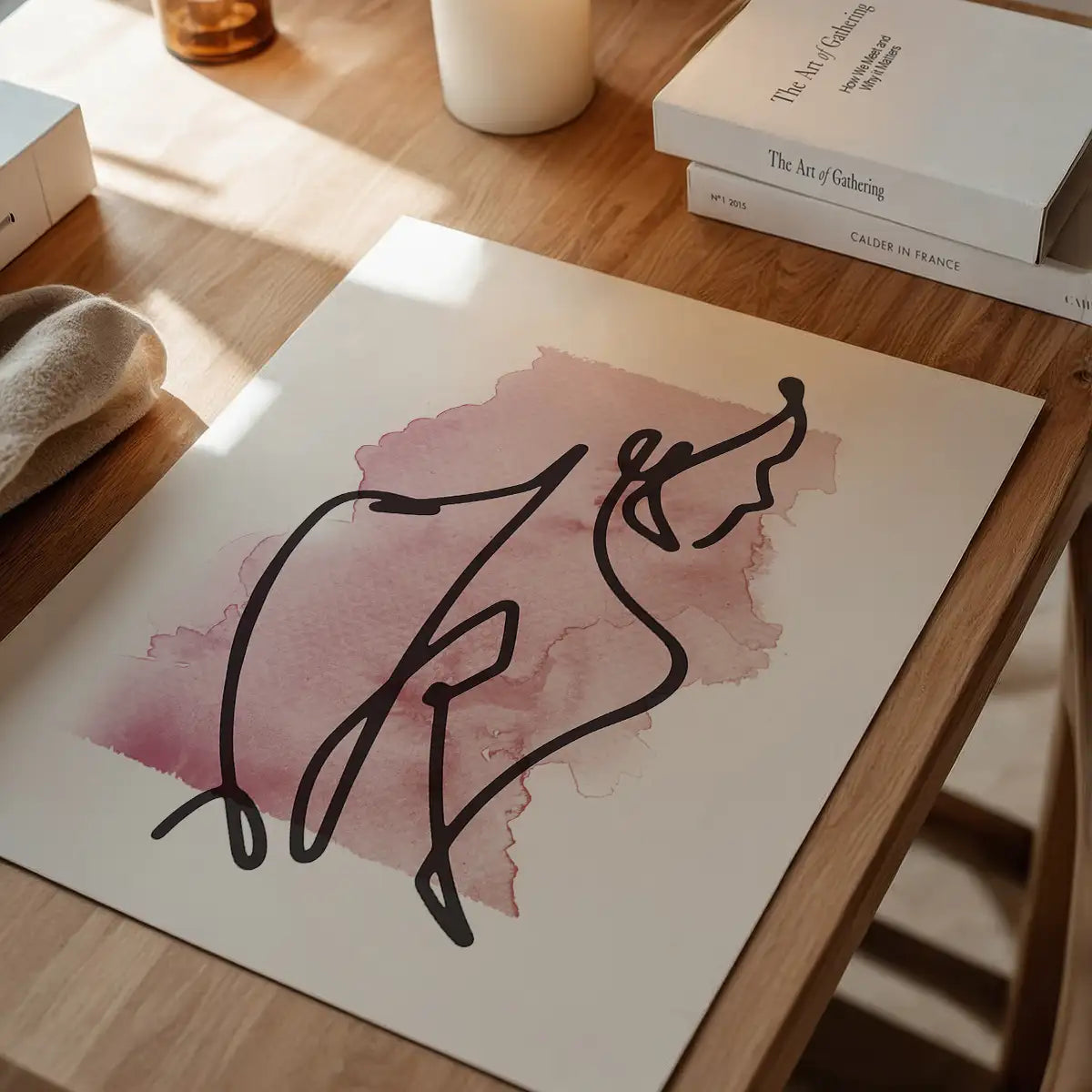 Glancing Watercolour Line Art Print