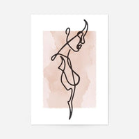 Female Side Study Line Art Watercolour Print