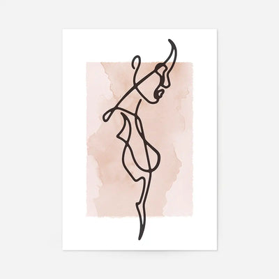Female Side Study Line Art Watercolour Print