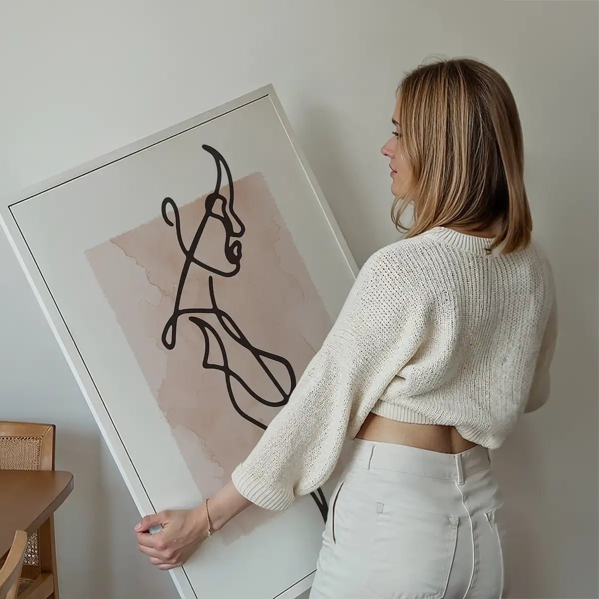 Female Side Study Line Art Watercolour Print