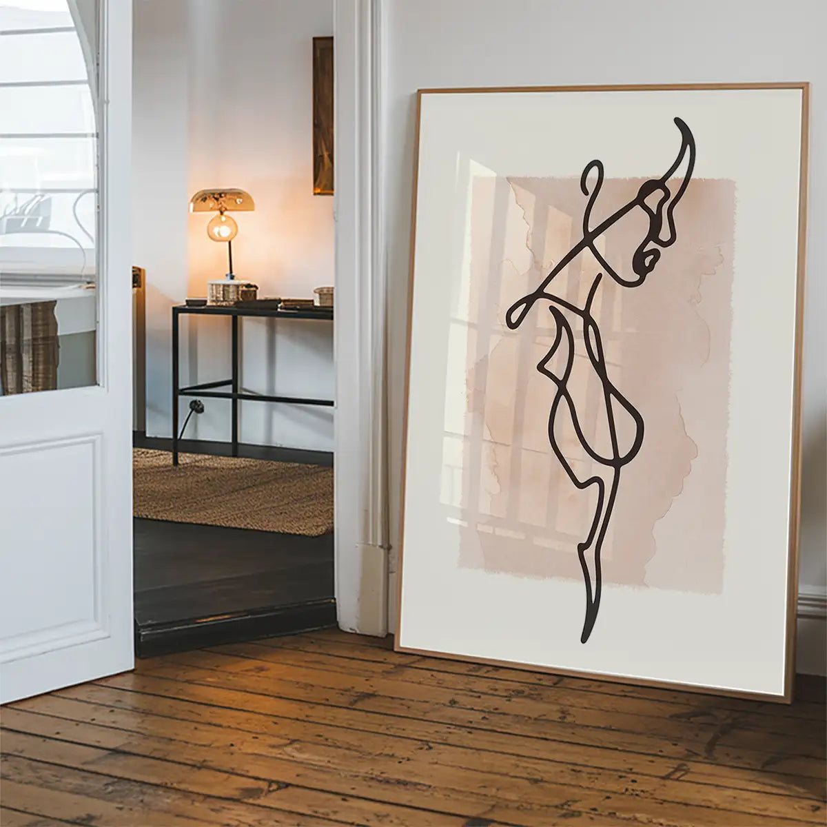 Female Side Study Line Art Watercolour Print