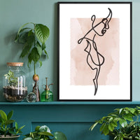 Female Side Study Line Art Watercolour Print