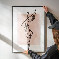 Female Side Study Line Art Watercolour Print
