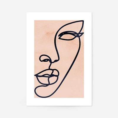 Face Study Line Art Watercolour Print