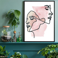 Two Faces Line Art Watercolour Print