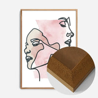 Two Faces Line Art Watercolour Print