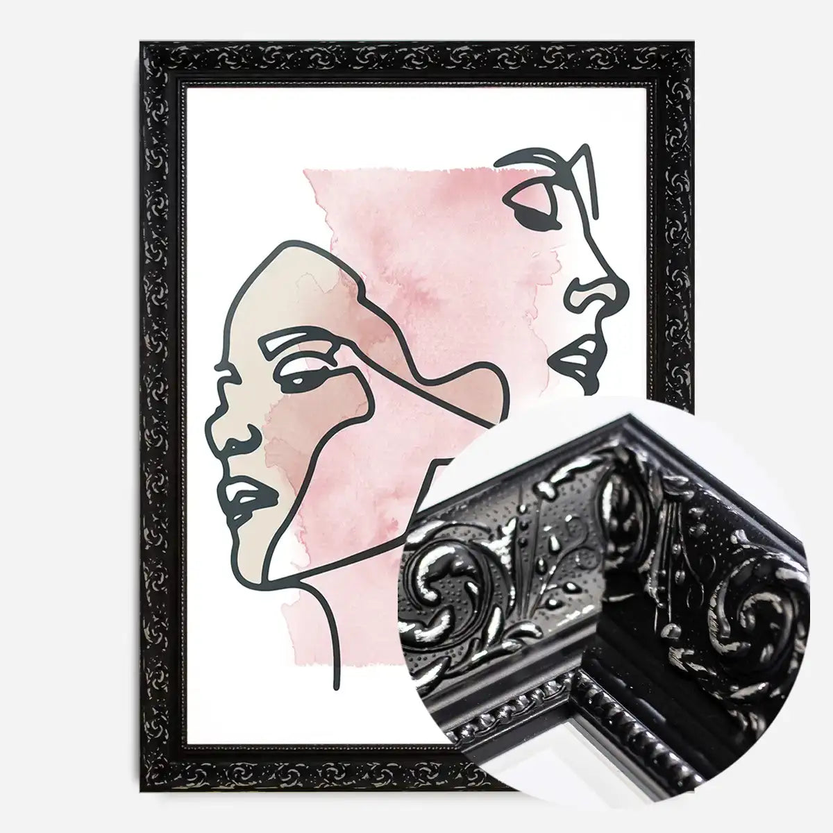 Two Faces Line Art Watercolour Print