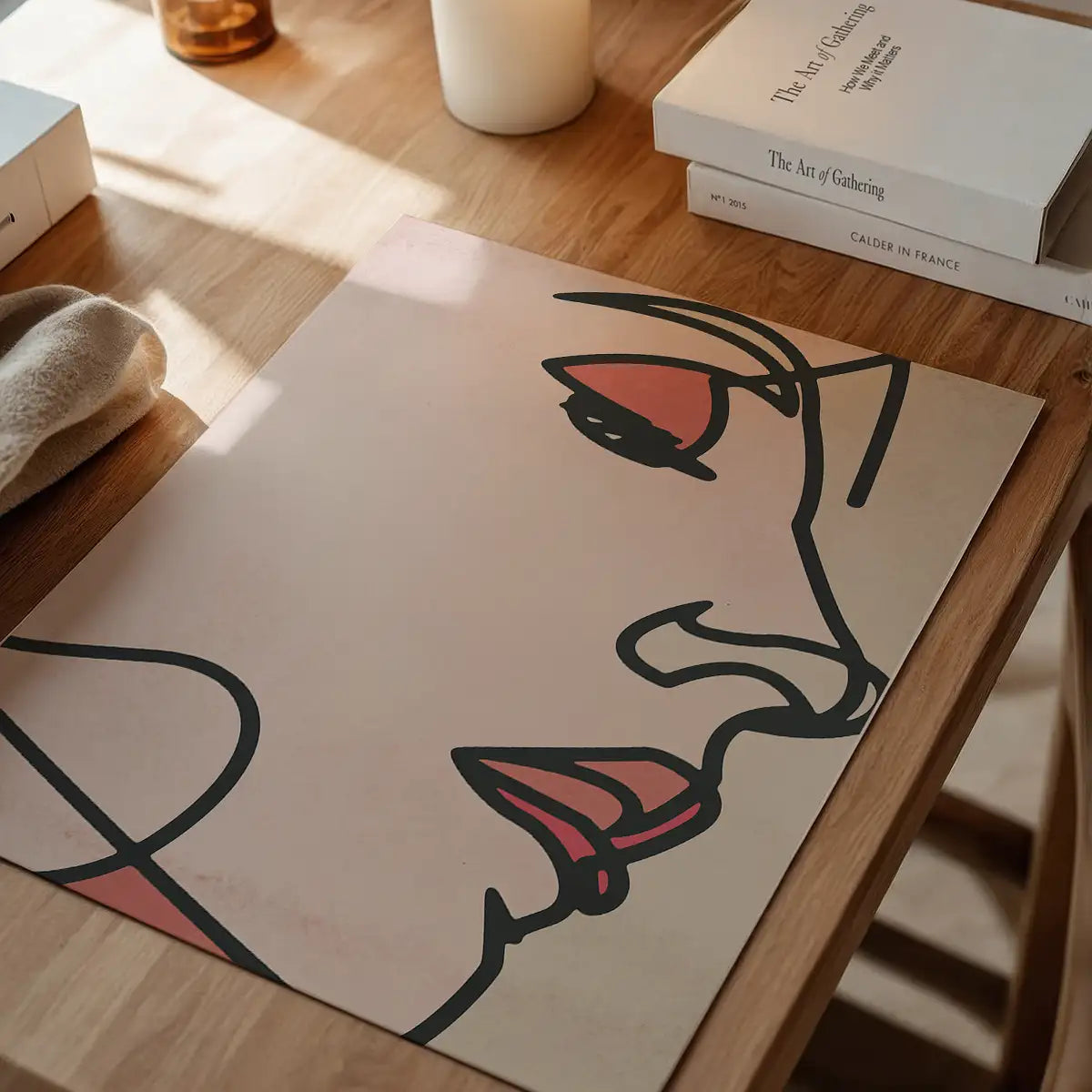 Face Close Up Line Art Watercolour Print