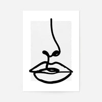 Lips Drawing Black And White Print