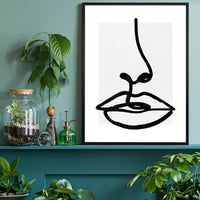 Lips Drawing Black And White Print