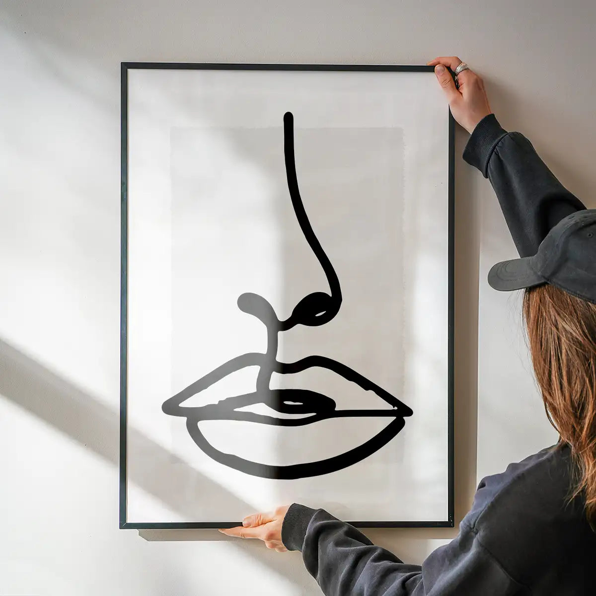 Lips Drawing Black And White Print