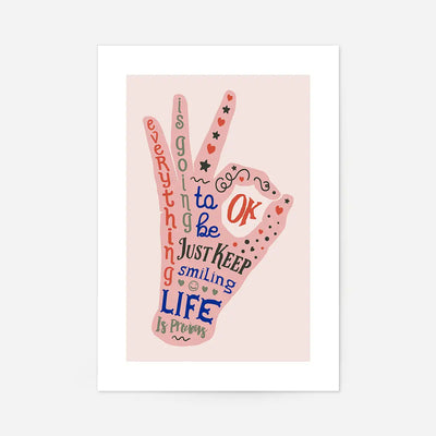 OK Fingers Typography Block Colour Print