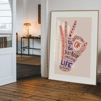OK Fingers Typography Block Colour Print