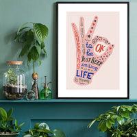 OK Fingers Typography Block Colour Print