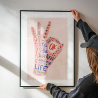 OK Fingers Typography Block Colour Print
