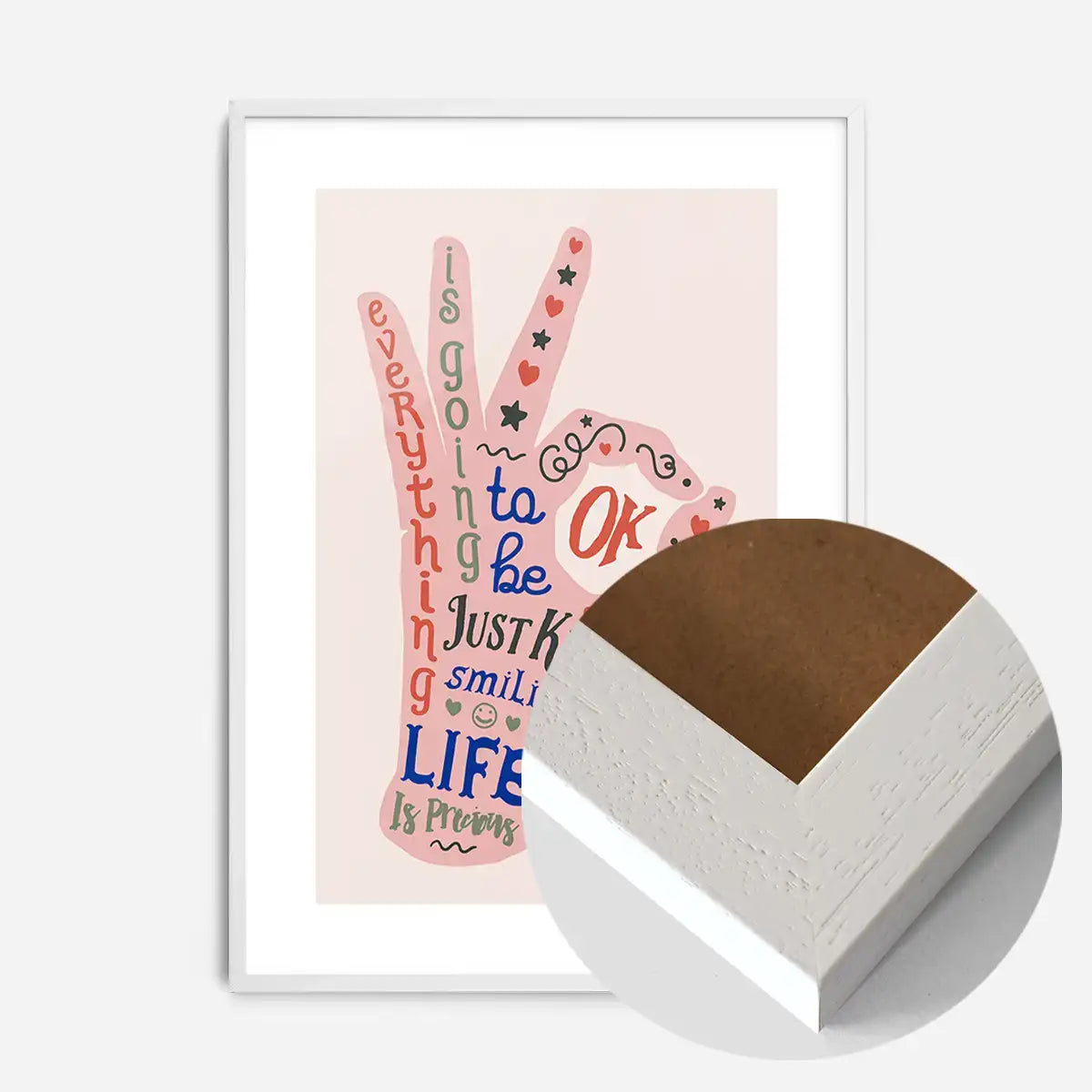 OK Fingers Typography Block Colour Print
