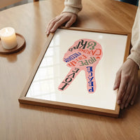 Peace Fingers Typography Block Colour Print