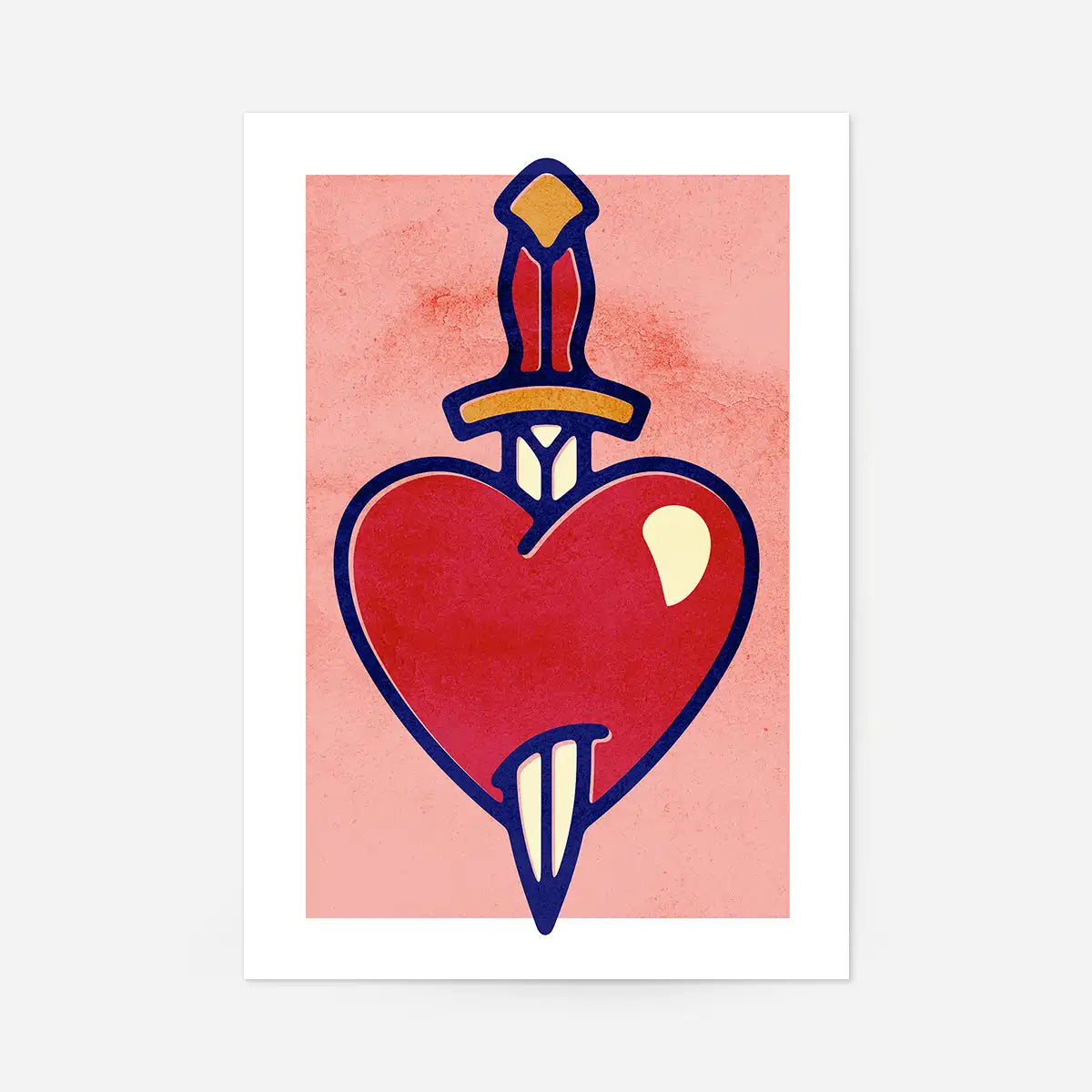 Heart And Dagger Tattoo Style Print