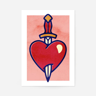 Heart And Dagger Tattoo Style Print