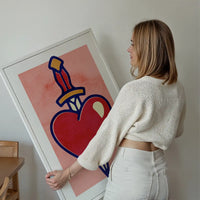 Heart And Dagger Tattoo Style Print