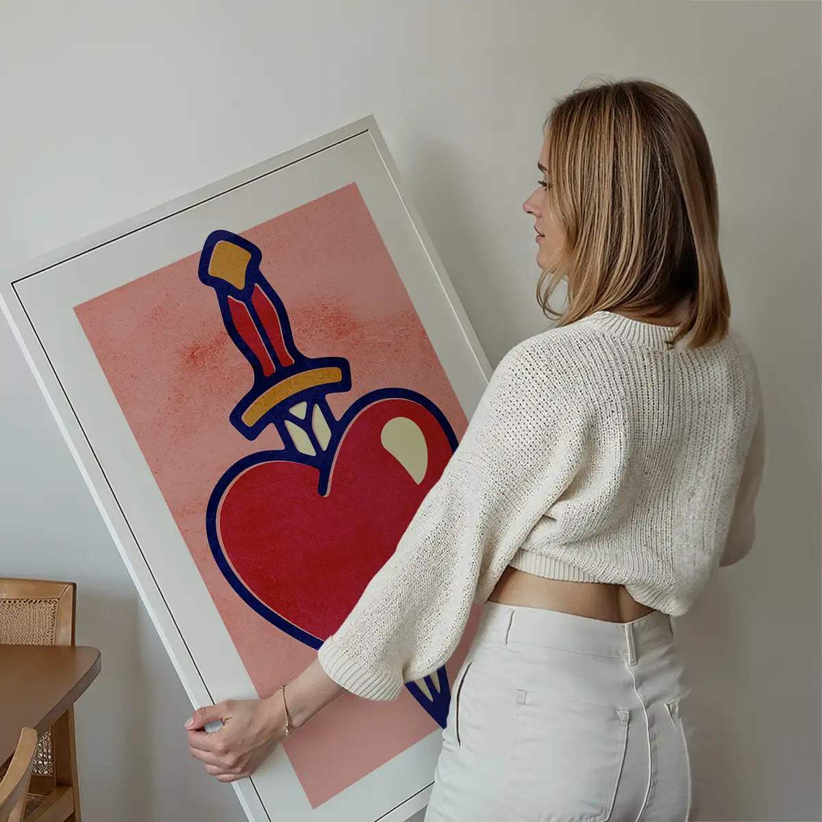 Heart And Dagger Tattoo Style Print