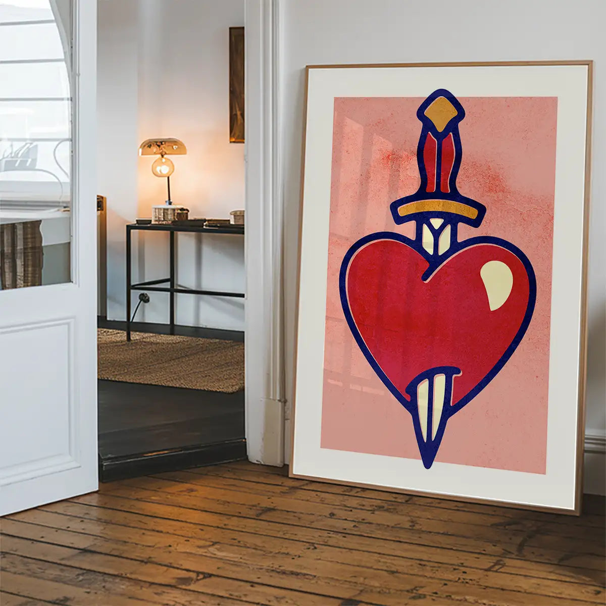 Heart And Dagger Tattoo Style Print