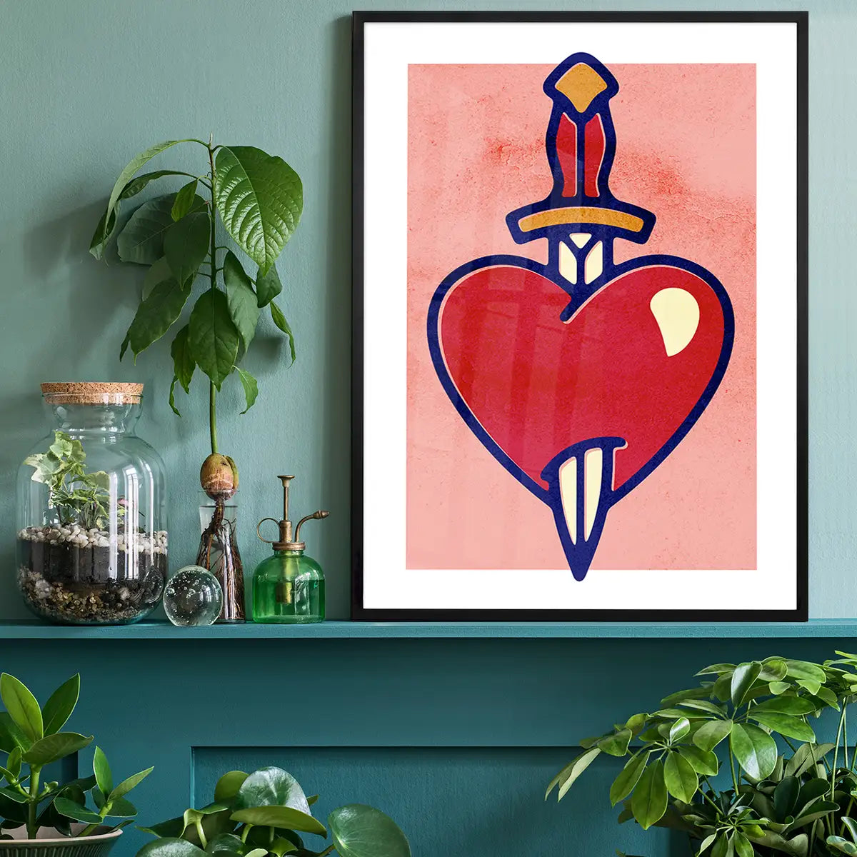 Heart And Dagger Tattoo Style Print
