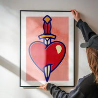 Heart And Dagger Tattoo Style Print