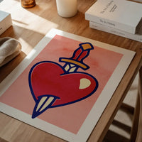 Heart And Dagger Tattoo Style Print