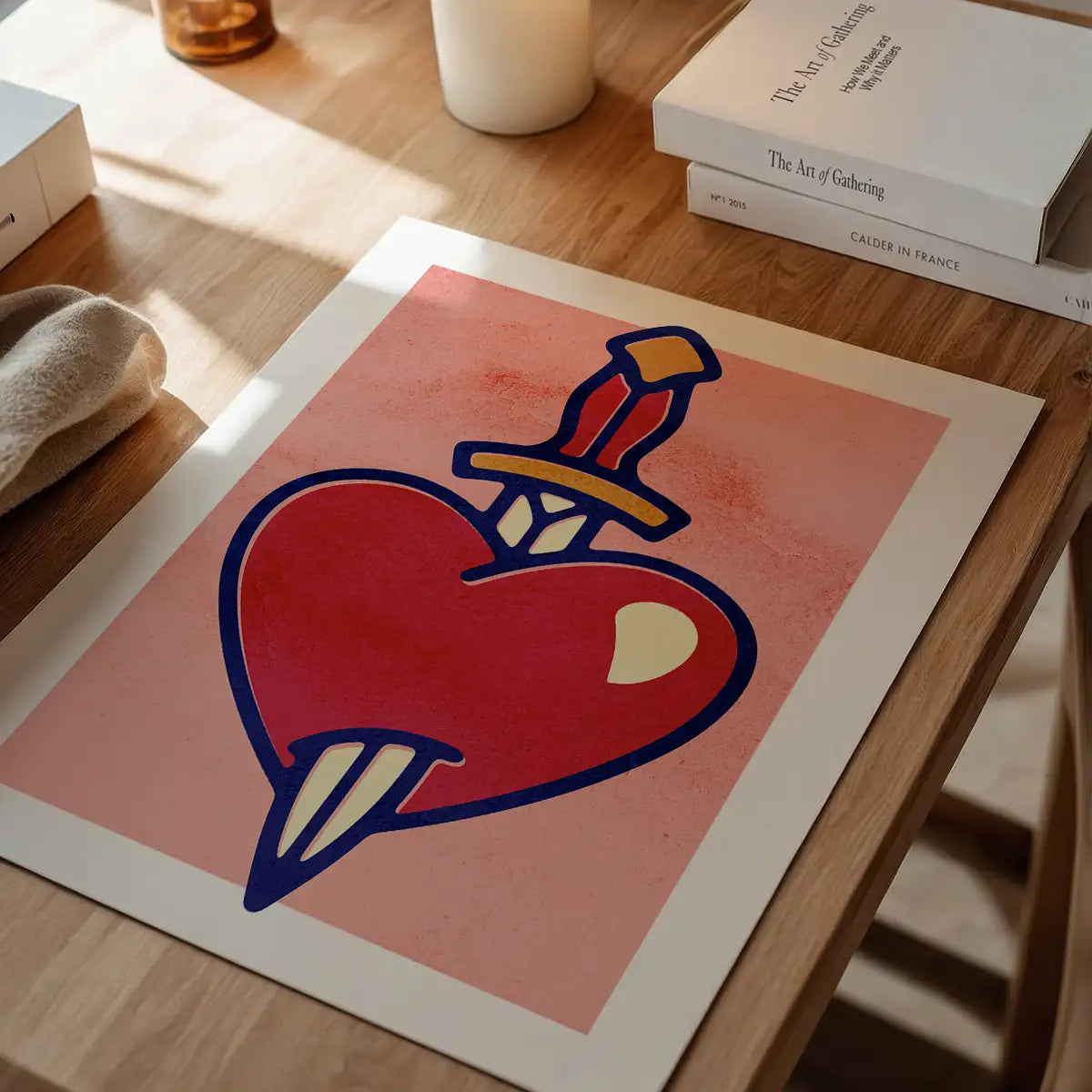 Heart And Dagger Tattoo Style Print