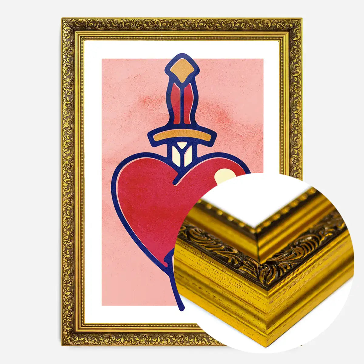 Heart And Dagger Tattoo Style Print