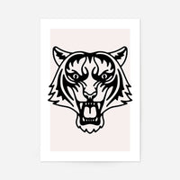 Tiger Animal Black And White Portrait Print
