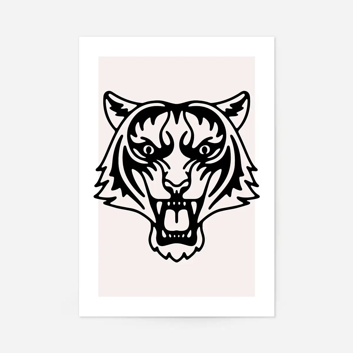 Tiger Animal Black And White Portrait Print