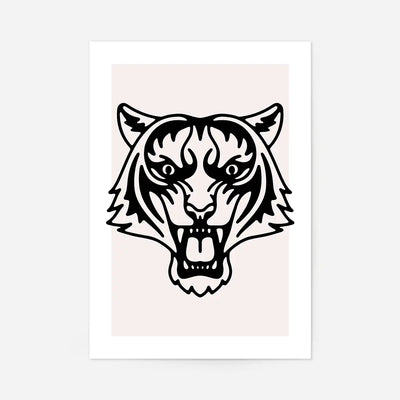 Tiger Animal Black And White Portrait Print