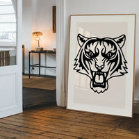 Tiger Animal Black And White Portrait Print