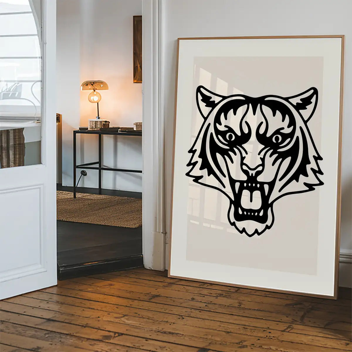 Tiger Animal Black And White Portrait Print