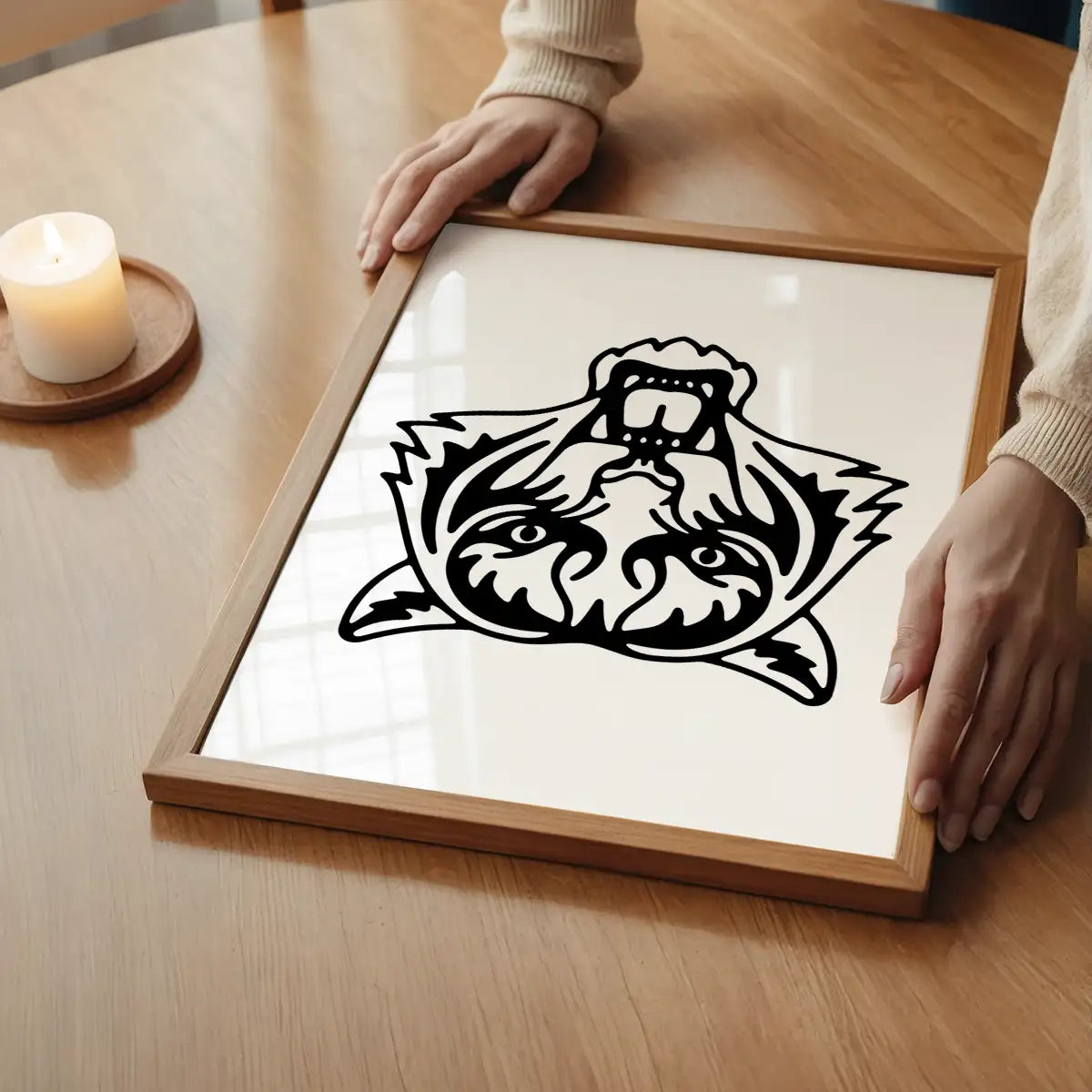 Tiger Animal Black And White Portrait Print