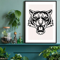 Tiger Animal Black And White Portrait Print