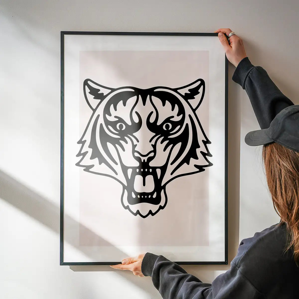 Tiger Animal Black And White Portrait Print