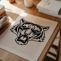Tiger Animal Black And White Portrait Print