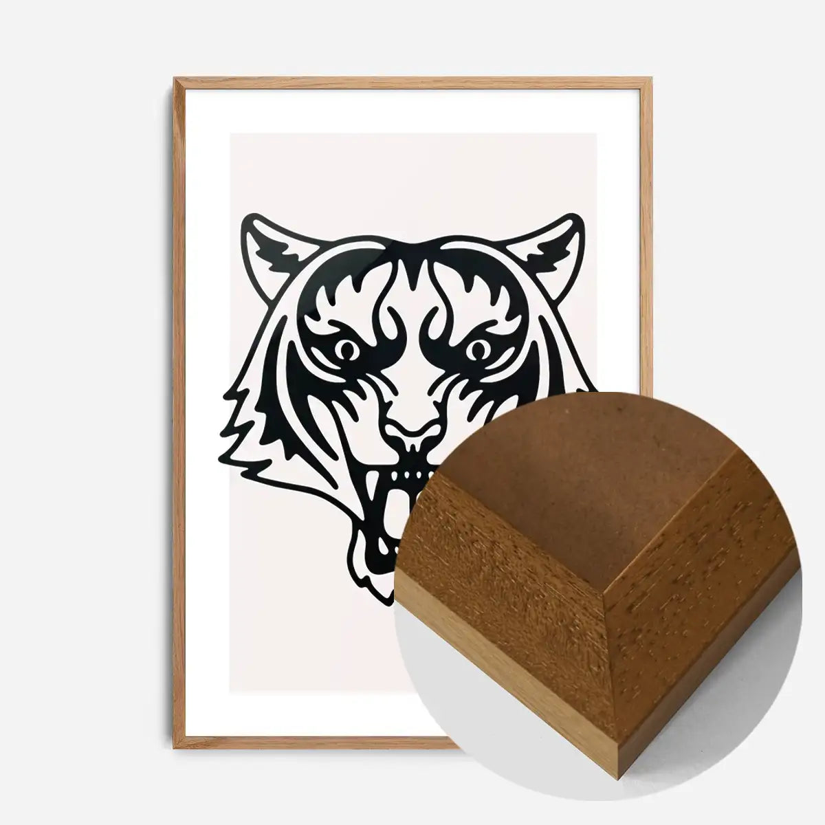 Tiger Animal Black And White Portrait Print