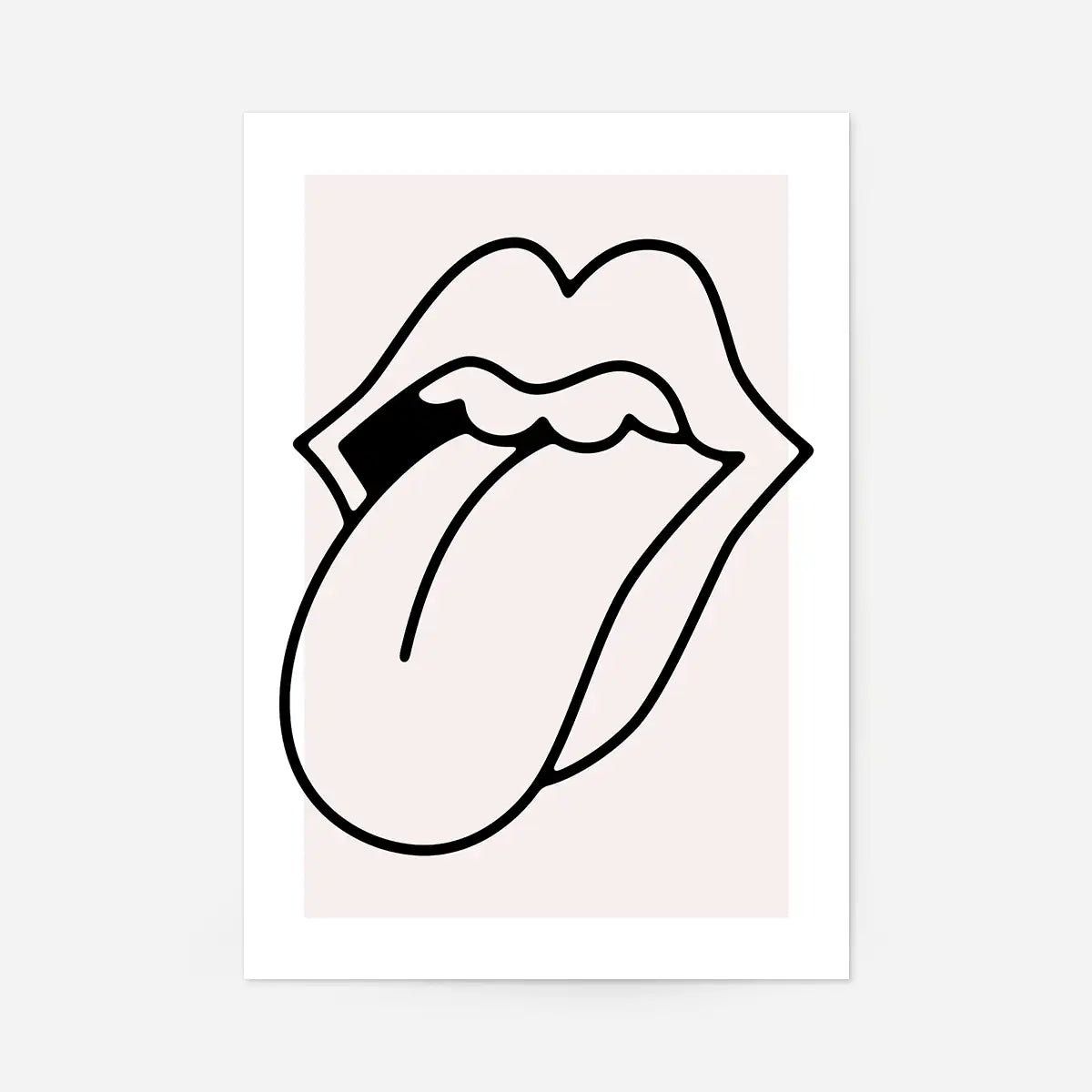 Rock Lips Tongue Black And White Print
