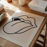 Rock Lips Tongue Black And White Print