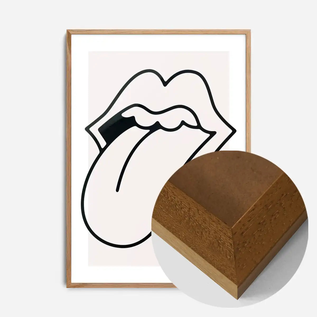 Rock Lips Tongue Black And White Print